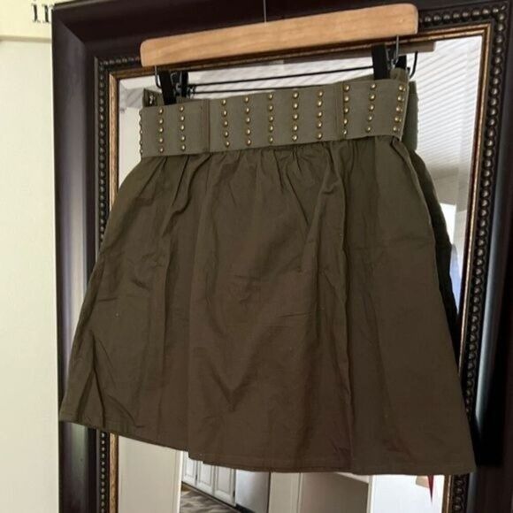 Passport Women’s Brown Studded Mini Skirt with Belt – Size M Utility Boho Style - Picture 3 of 6